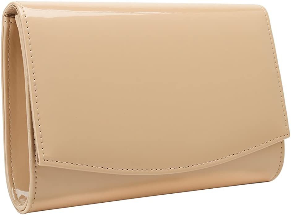 CHARMING TAILOR Patent Leather Flap Clutch Classic Elegant Evening Bag Chic Dress Purse | Amazon (US)