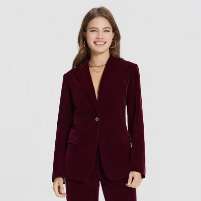 Women's Velvet Blazer - A New Day™ Wine Red S | Target