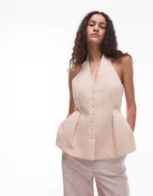 Mango halter neck waist coat co-ord in pale pink | ASOS | ASOS (Global)