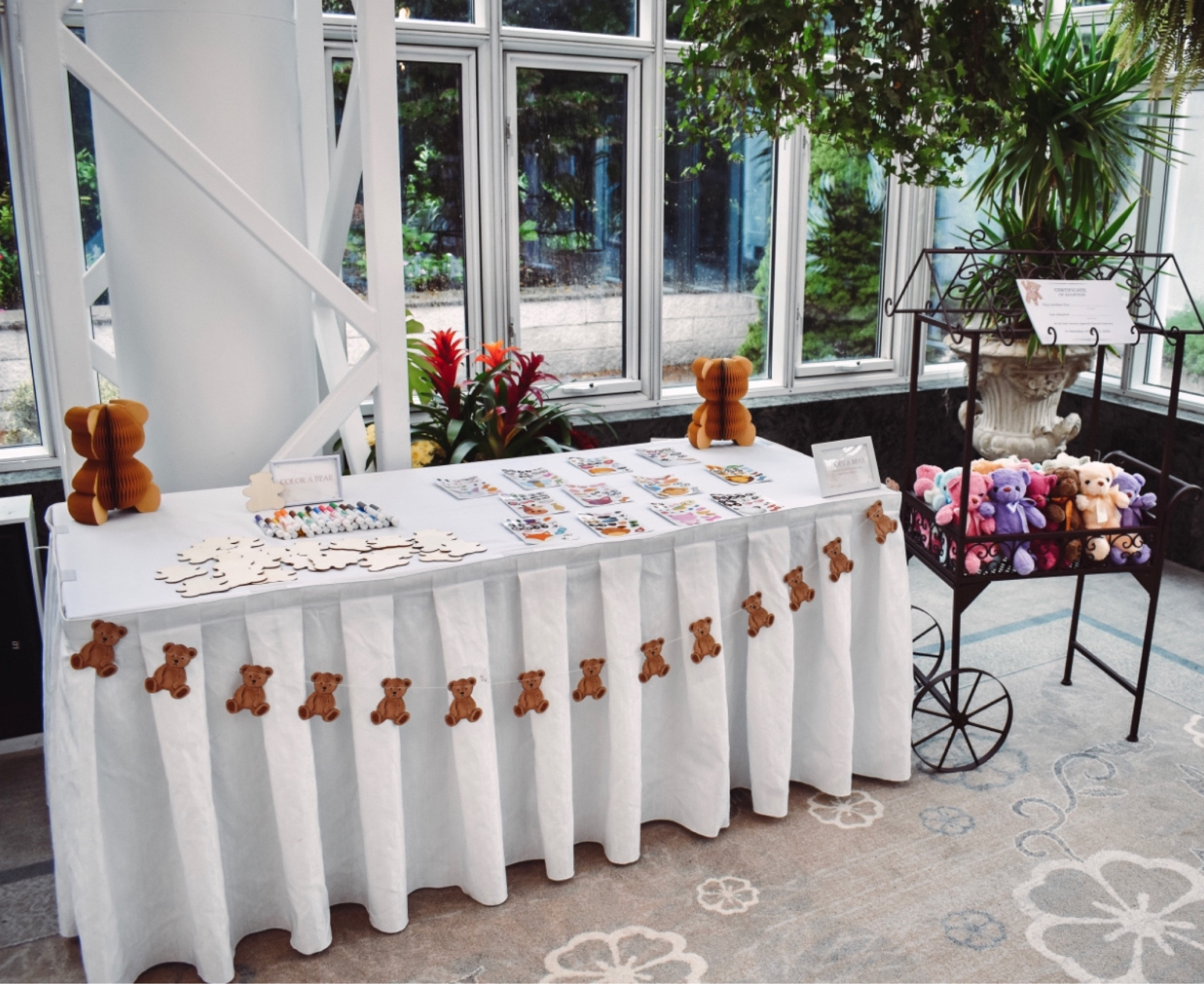 Kids activity table from my baby shower. I highly recommend having some things planned to keep little kids occupied during family events. We had little wooden bears they could decorate with markers, sticker faces, and an adopt a bear station so they could take home a stuffed teddy bear. 

#LTKbaby #LTKparties #LTKkids