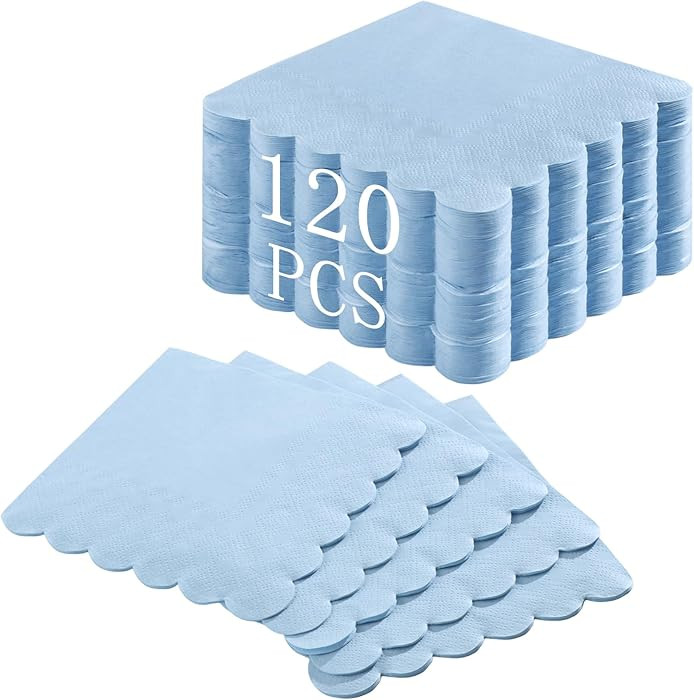 Amazon.com: NatNarr 120 Pcs Cocktail Napkins Light Blue Napkins Boy Baby Shower Napkin Disposable... | Amazon (US)