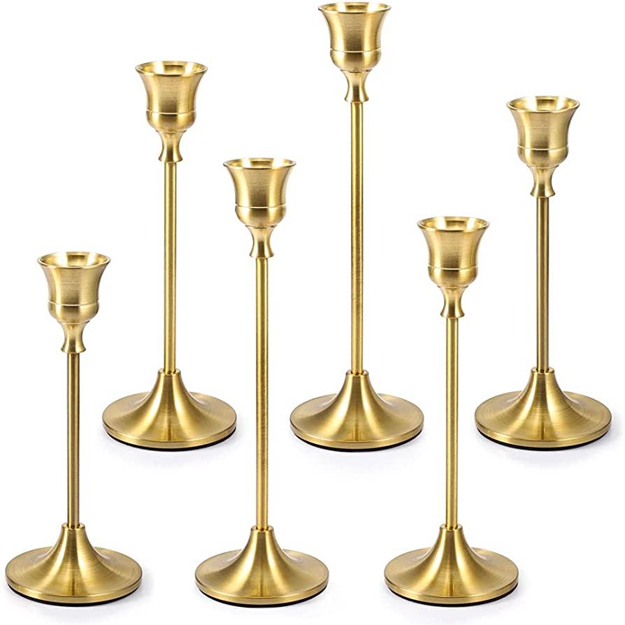 Vindar Candlestick Holders Taper Candle Holders - Set of 6 Gold Candle Sticks Holder Decorative f... | Amazon (US)