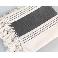56x72 Mexican Fringe Throw Blanket Striped Designer Grey Cream Tassel | Etsy (US)