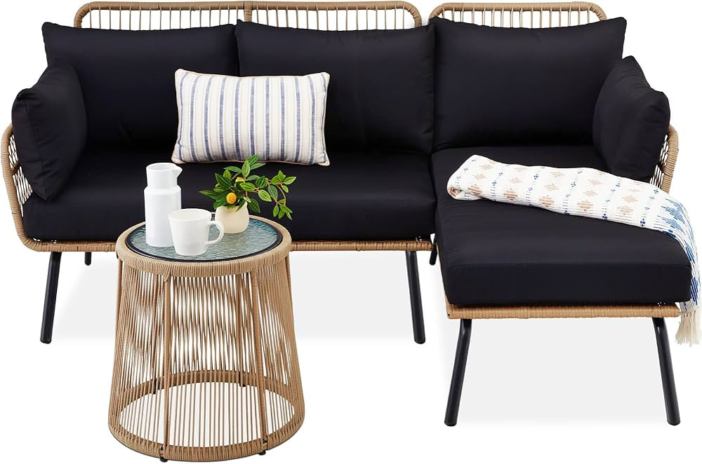 Best Choice Products Outdoor Rope Woven Sectional Patio Furniture L-Shaped Conversation Sofa Set ... | Amazon (US)