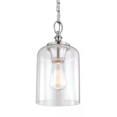 Generation Lighting Hounslow Brushed Steel Modern/contemporary Clear glass Globe Mini Hanging Pen... | Lowe's