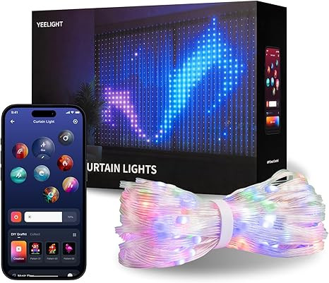 YEELIGHT Smart Curtain Lights, 5x6.5 Ft, 475 LEDs, APP Control, 100+ DIY Graffiti, 20+ GIF Scene ... | Amazon (US)