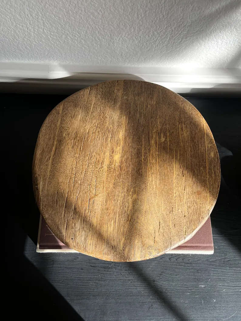 Large Vintage Round Wood Riser - Etsy | Etsy (US)