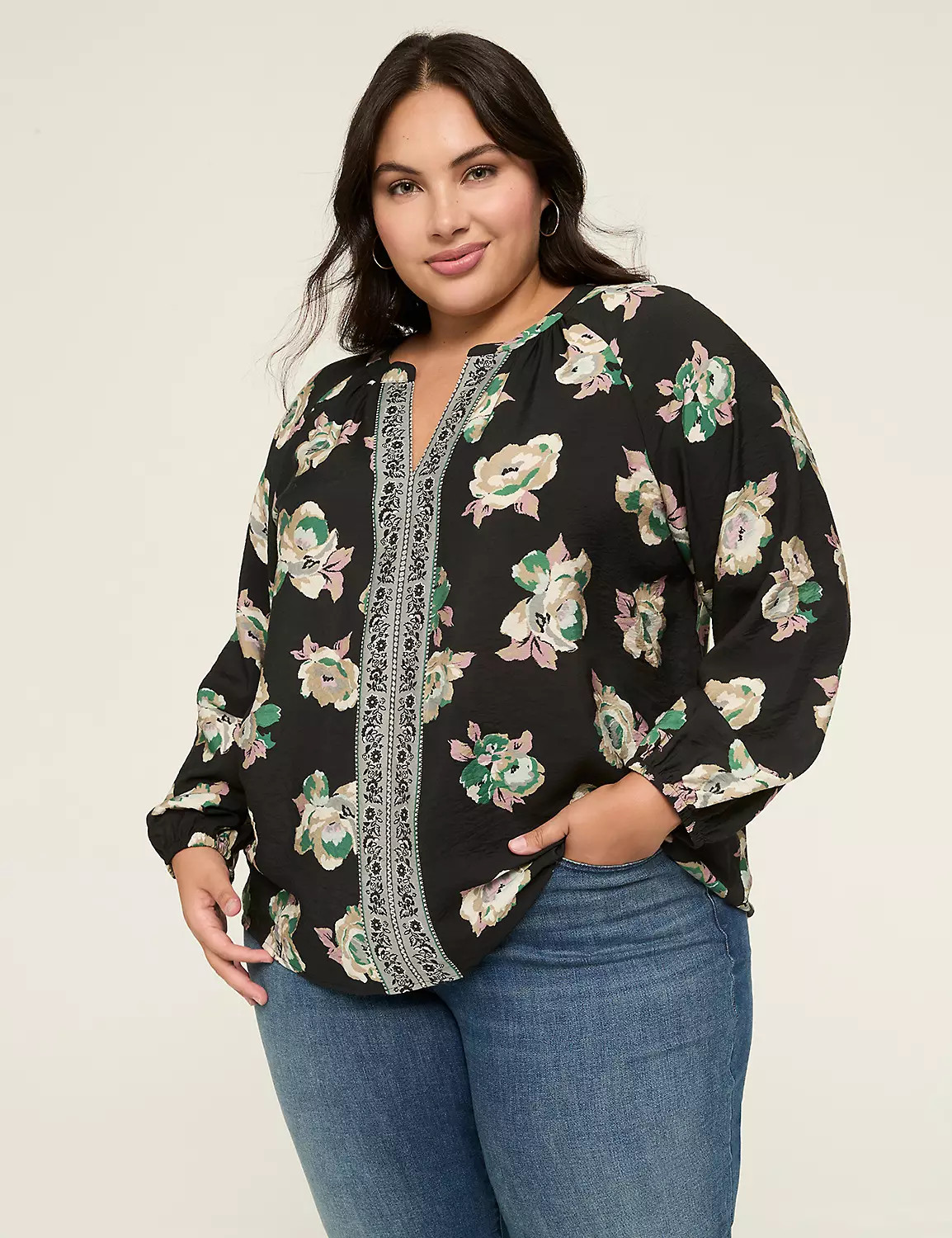 Easy Split-Neck Popover Blouse | Lane Bryant (US)