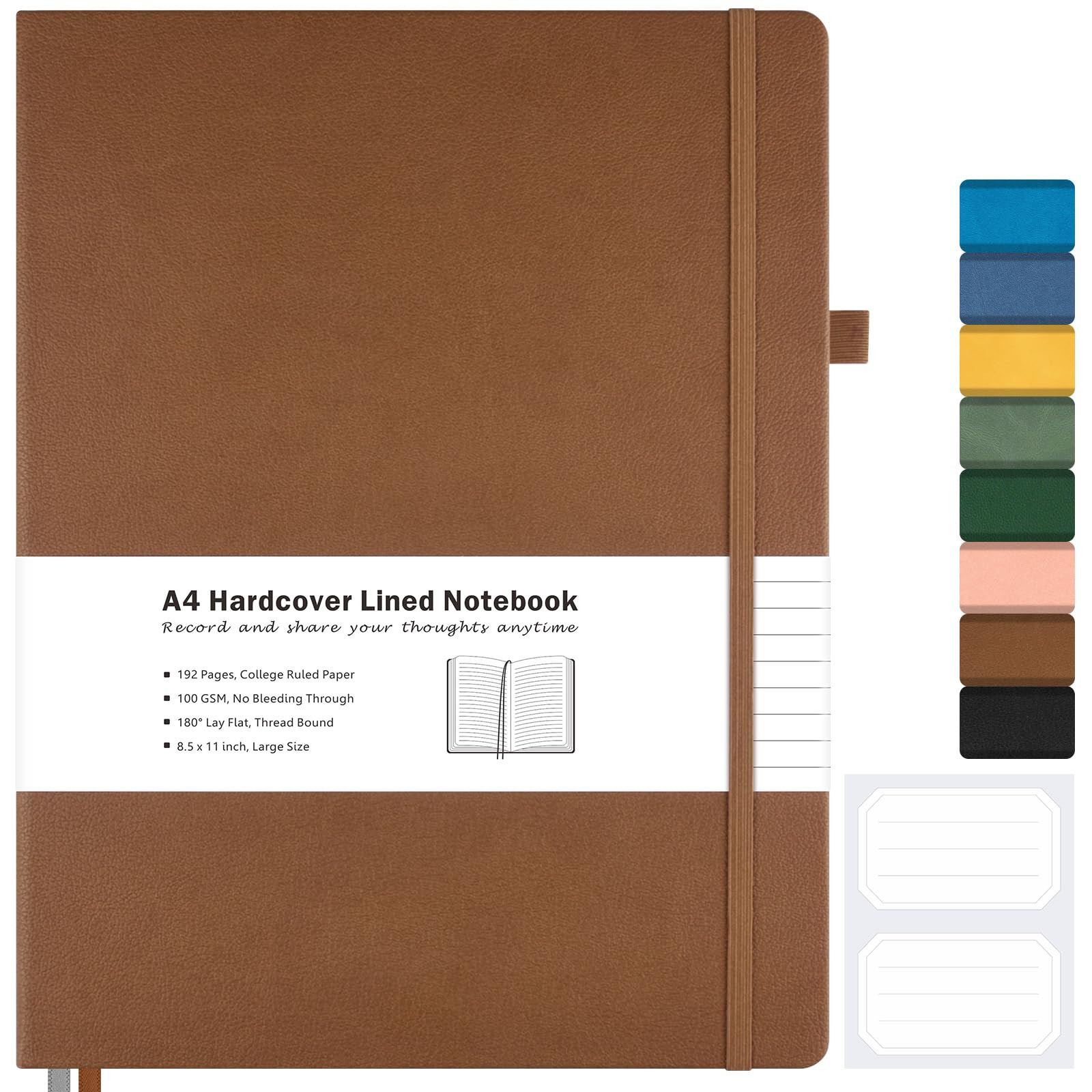 College Ruled Notebook, A4 Hardcover Leather Notebook for Work, Lined Notebook Journal for Women,... | Amazon (US)