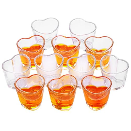 Jaepsing Heart-Shaped Shot Glasses - Set of 12, Perfect for Soju, Tequila, or Bulk Serving - Cute and Clear Design | Amazon (US)