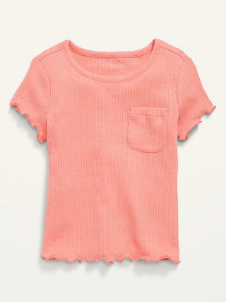 Rib-Knit Lettuce-Edge Pocket T-Shirt for Toddler Girls | Old Navy (CA)