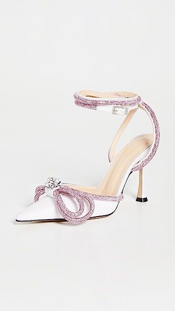 White Glitter Double Bow High Heels | Shopbop