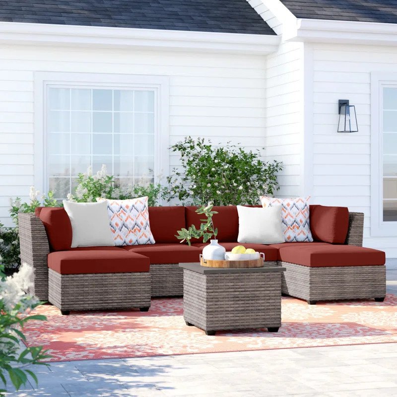 Merlyn Wicker/Rattan 5 - Person Seating Group with Cushions | Wayfair North America