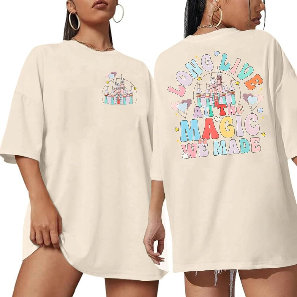 Magic Kingdom Shirts for Women Oversized Cute Magical Castle Graphic Tees Family Holiday Vacation... | Amazon (US)