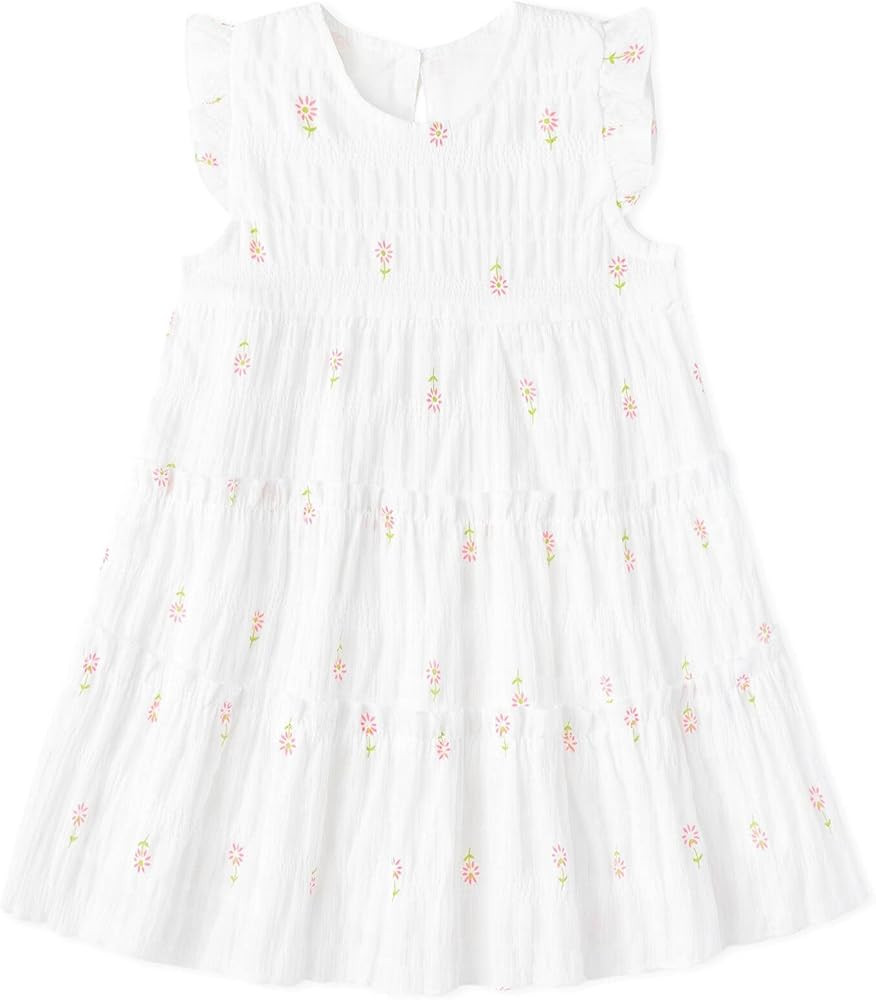 Curipeer Little Girl Cotton Linen Dress with Smocking Casual Dress Sleeveless for Spring Summer 1... | Amazon (US)