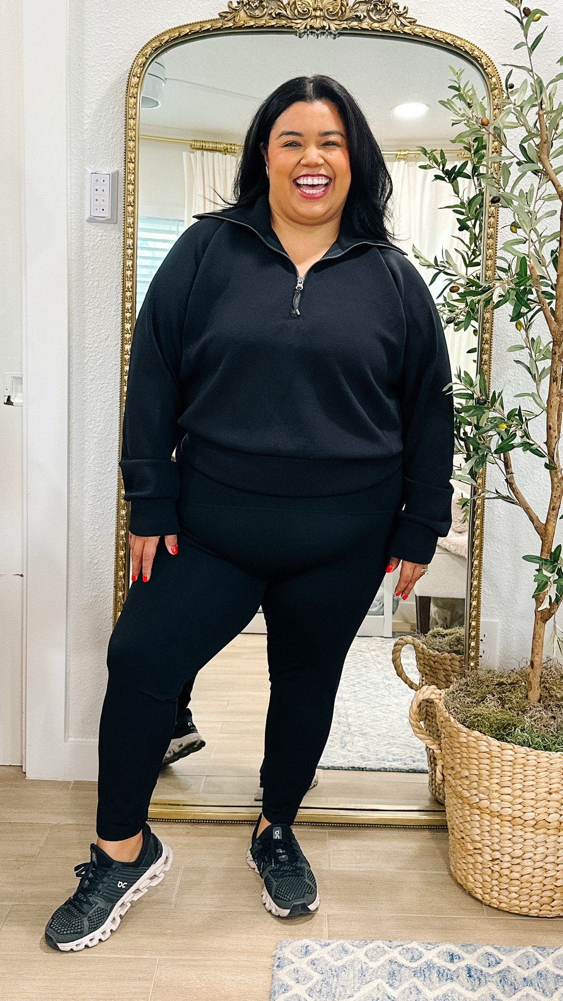 These On Cloud Swift 3 are my favorite walking shoes! I have two pairs! 

This Spanx set is my favorite for fall! It’s a great everyday fall outfit. It’s cozy and comfy! 
The Spanx air essentials half zip I’m wearing in a size 1X. It’s sooo soft! 

My Spanx 7/8 booty boost leggings are in a 1X. I love that these don’t roll down when I workout. I have 8 pairs of these now they are that good! If you’re in between sizes, size up! I’m only 5’1” so these leggings fit me like a perfect full length legging. 

OnCloud, walking shoes, training shoes, Spanx, travel look, airport look, smiles and pearls

#LTKPlusSize #LTKFitness #LTKActive