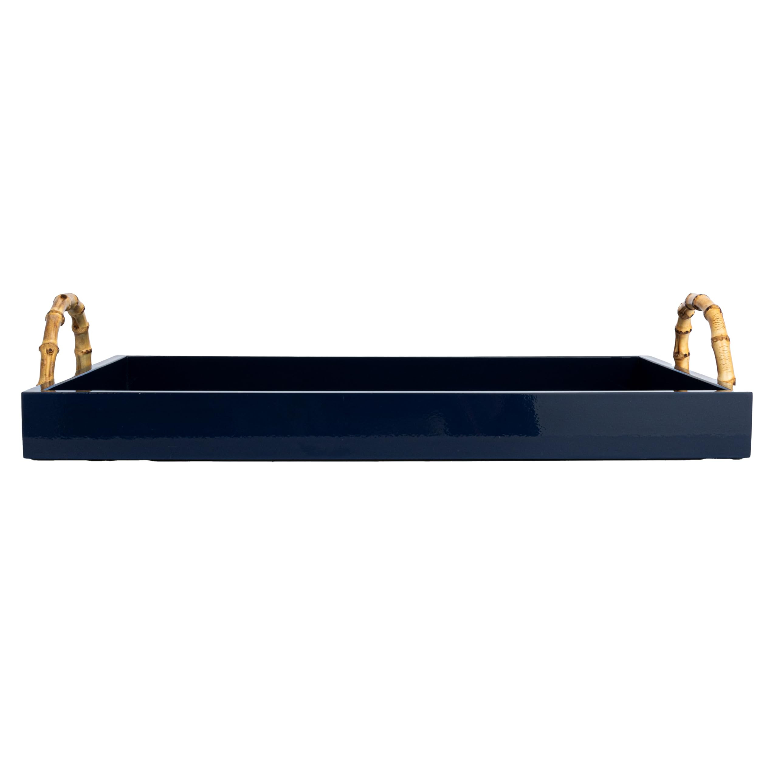Creative Co-Op Wide Nautical Bamboo Tray, Navy | Amazon (US)