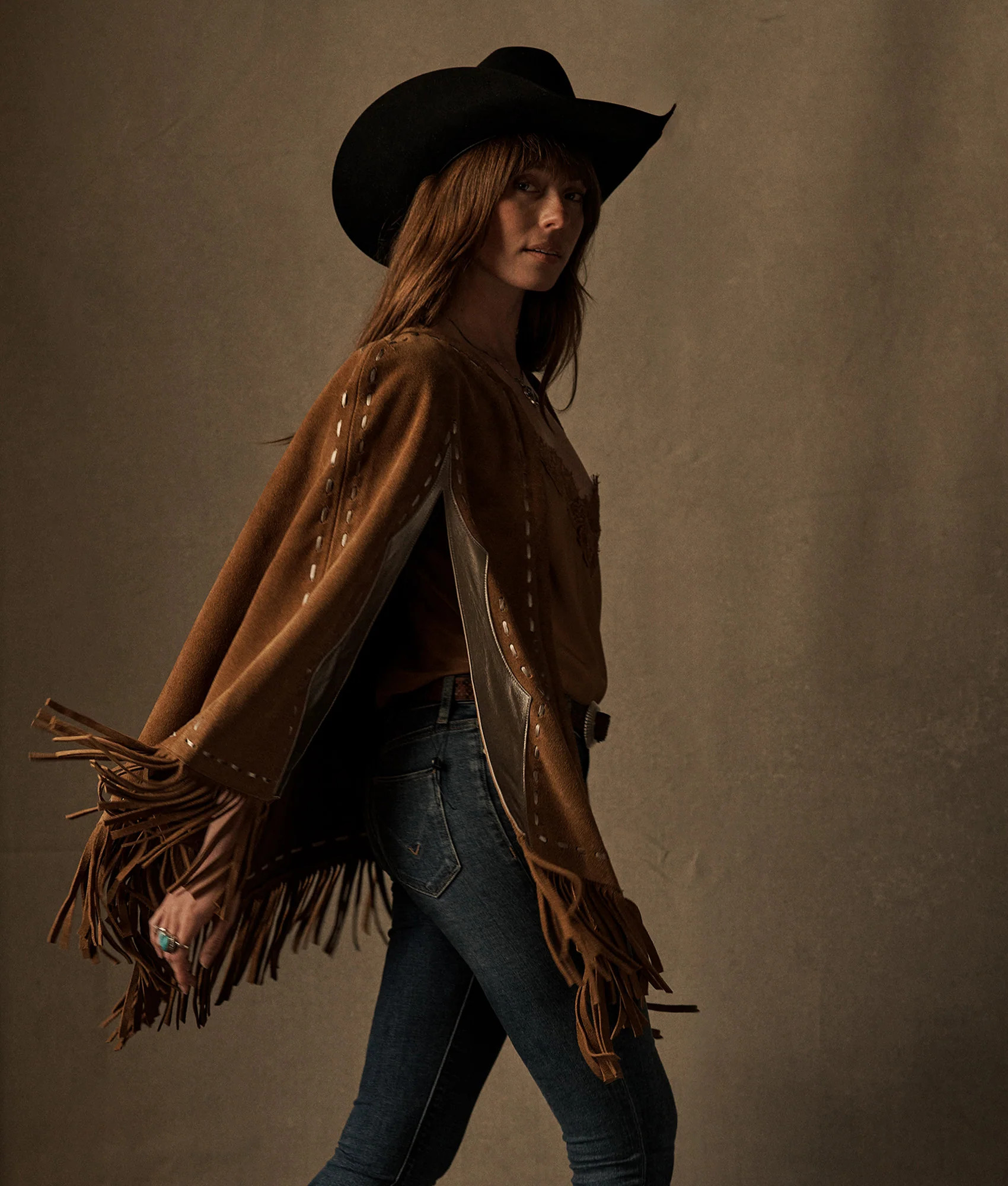Sueded Fringe Cape :: Carmel EACH | Lucchese Bootmaker