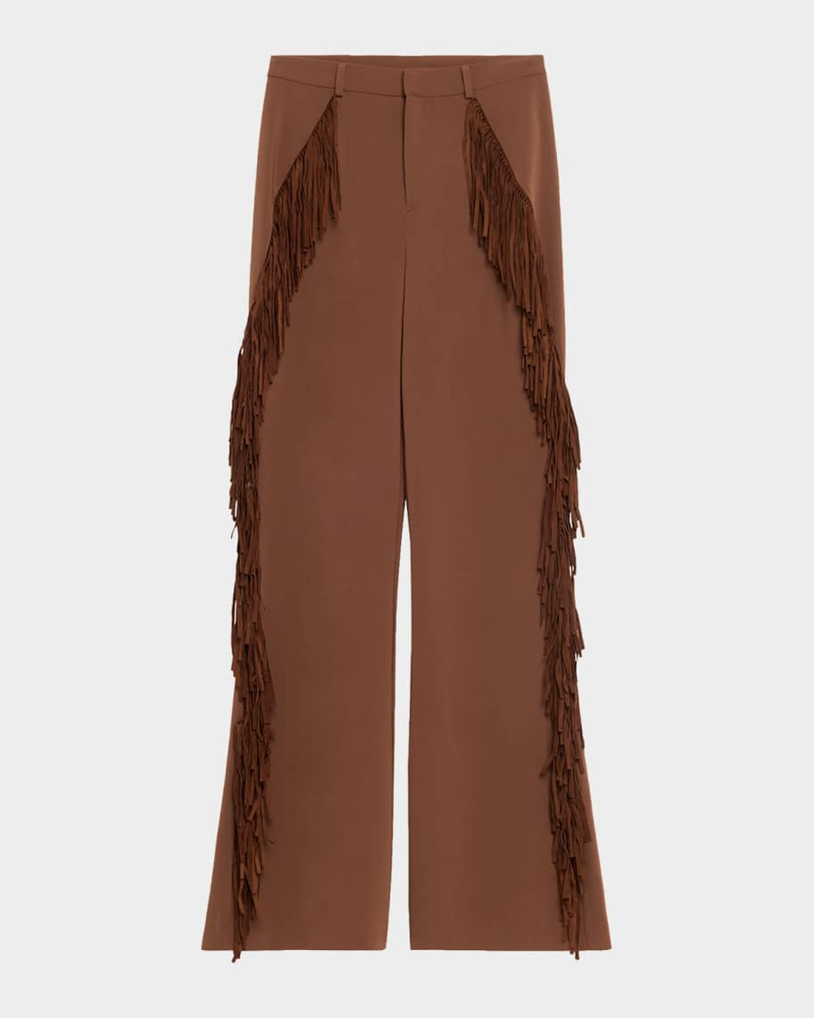 Cinq a Sept Keo Fringe-Trim Pants | Neiman Marcus