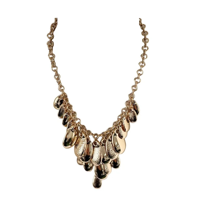 Time and Tru Textured Fringe Necklace Gold Plated for Female Adults and Teens | Walmart (US)