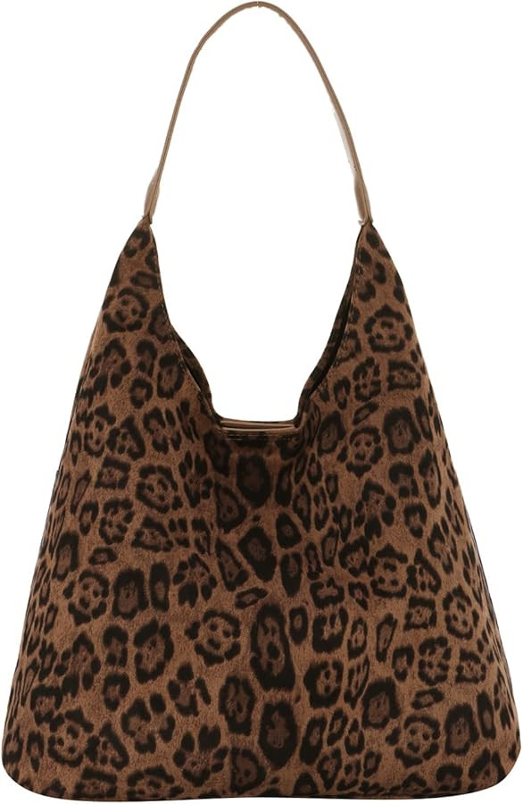 Oweisong Suede Leopard Purse for Women Leather Cheetah Print Tote Bag | Amazon (US)