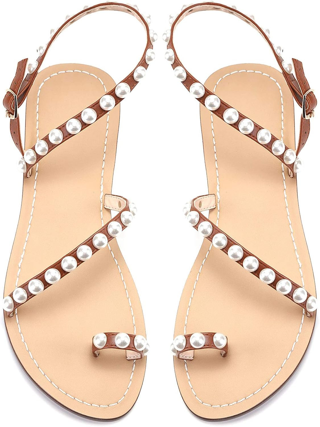 Monrovia Women's Gladiator Bohemia Flip Flops Summer Beach Flat Sandals | Amazon (US)