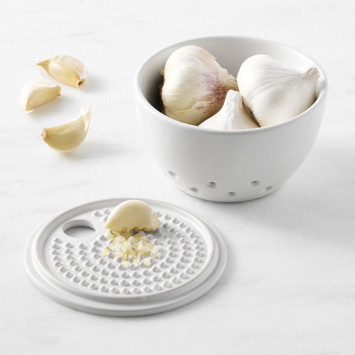 Hold Everything Ceramic Garlic Keeper with Grater Plate | Williams-Sonoma