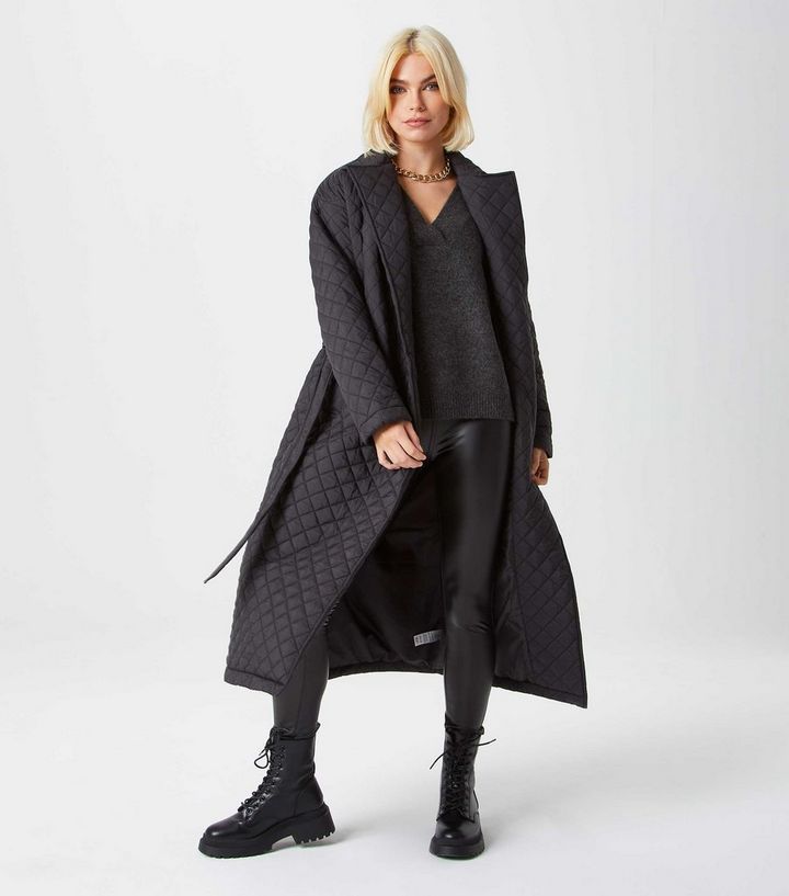 Urban Bliss Black Quilted Long Belted Coat
						
						Add to Saved Items
						Remove from Save... | New Look (UK)
