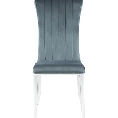 Of 2 Dark Grey Velvet Dining Chairs - Modern Style & Contemporary Chair (2) Upholstery Metal Legs | Wayfair North America