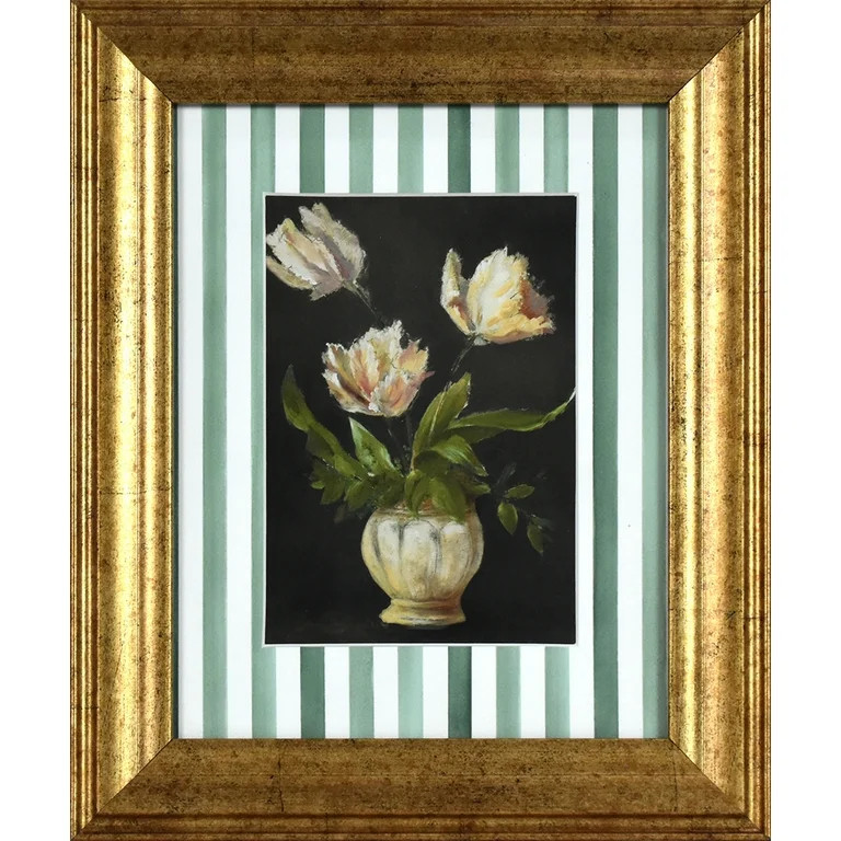 Home Decor Collection Moody Tulips with Watercolor Stripes Pine Green Vintage Antique Frame 10x12... | Walmart (US)