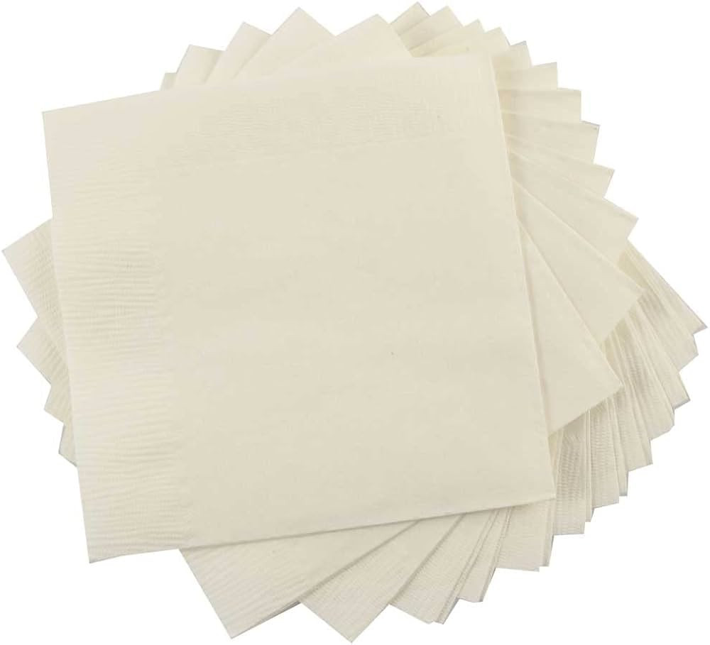 JAM PAPER Medium Lunch Napkins - 6 1/2 x 6 1/2 - Ivory - 50/Pack | Amazon (US)