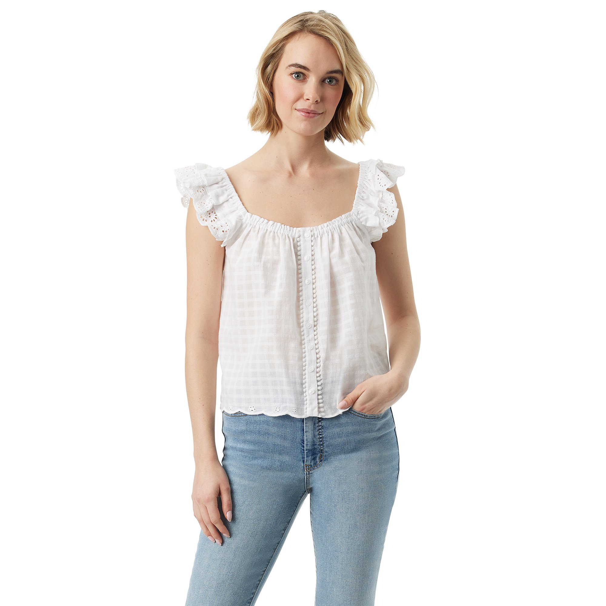 Jessica Simpson Women's and Women's Plus Flutter Sleeve Top - Walmart.com | Walmart (US)