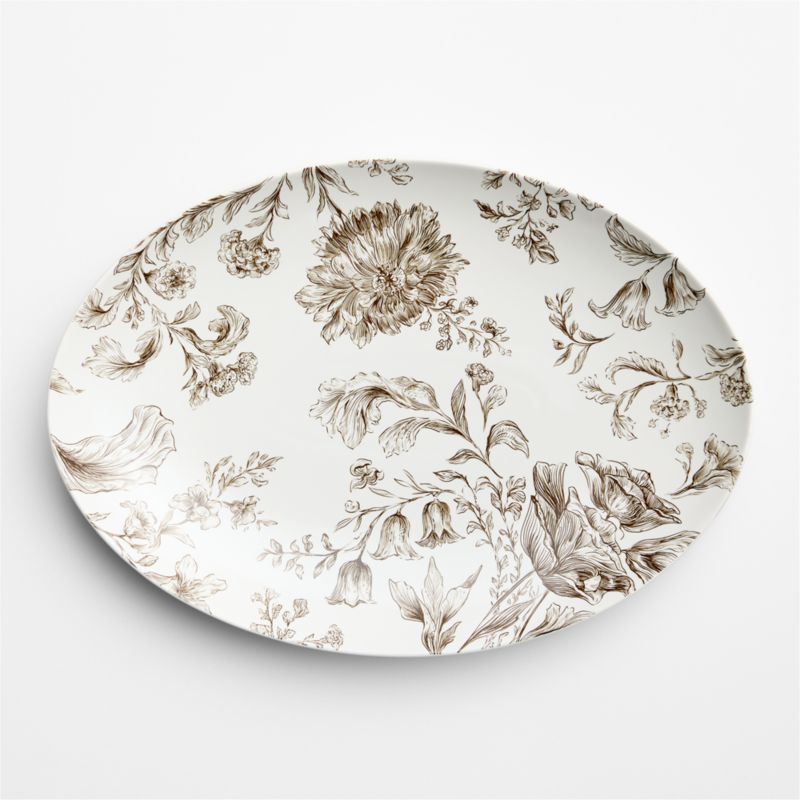 Autumn Toile Brown Stoneware Platter | Crate & Barrel