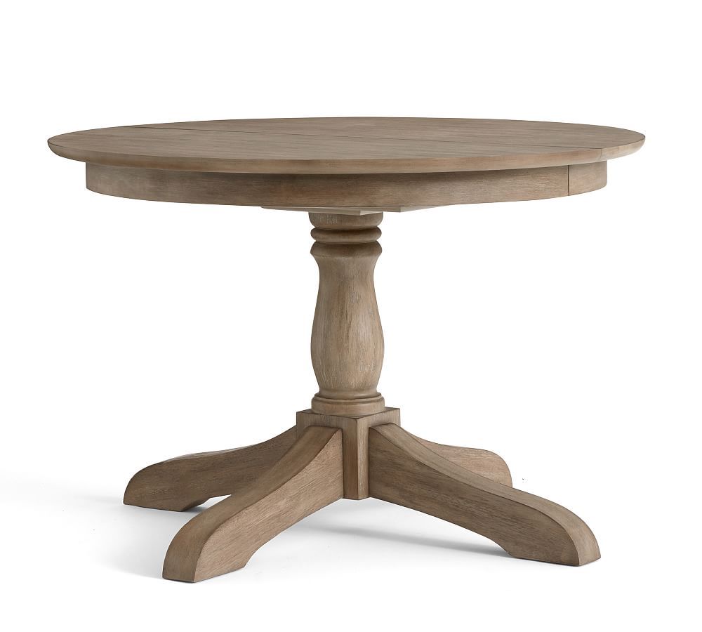 Owen Round Pedestal Extending Dining Table, Weathered Gray, 45"" - 62"" L | Pottery Barn (US)