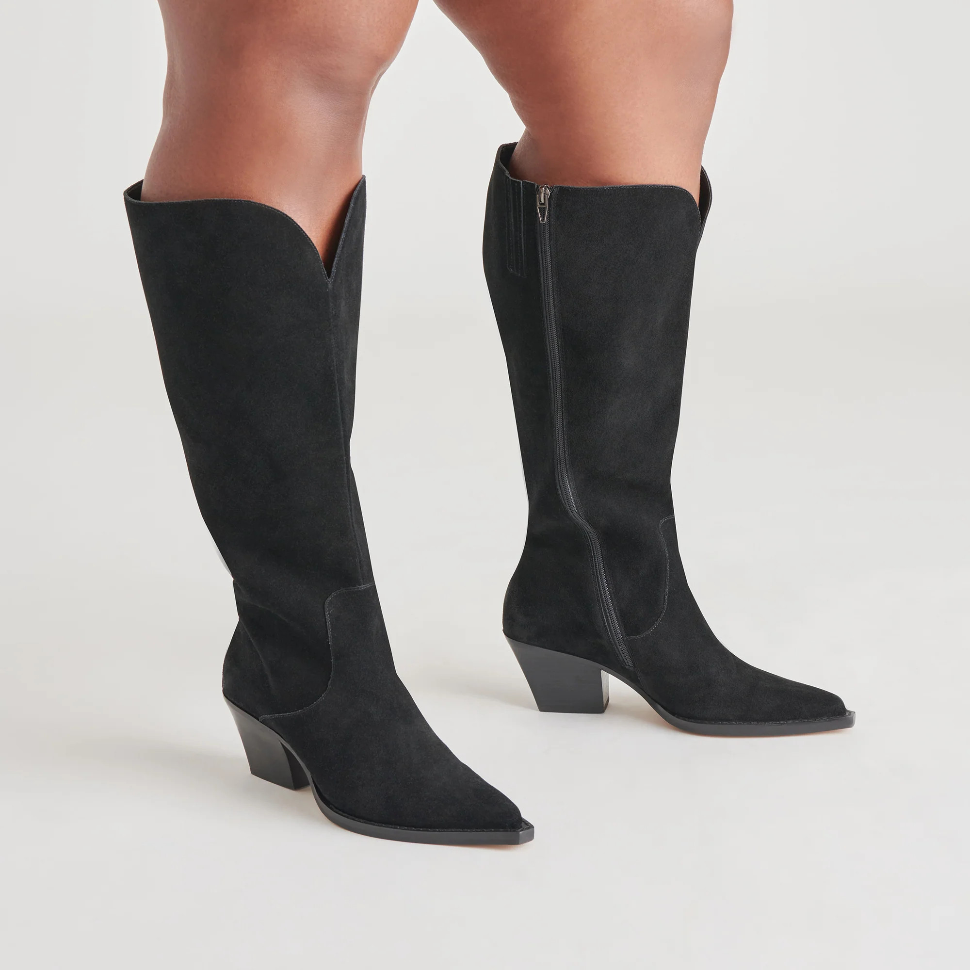 Raj Extra Wide Calf Onyx Suede Boots | Suede Wide Calf Boots | DolceVita.com