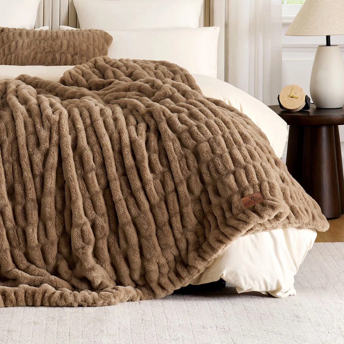 Ruched Chinchilla Faux Fur Throw Blanket | Wayfair North America