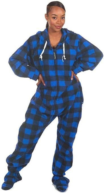 Forever Lazy Footed Adult Onesies, One-Piece Pajama Jumpsuits for Men and Women, Unisex. with Det... | Amazon (US)