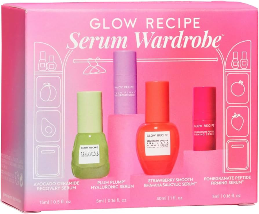 Glow Recipe Serum Skin Care Set - Avocado Ceramide Serum + Strawberry Smooth AHA BHA Serum + Plum... | Amazon (US)