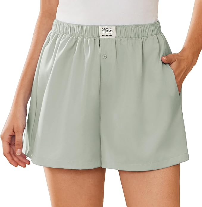 Ekouaer Womens Boxer Shorts Casual Lounge Pajama Shorts Summer Sleep Pants Y2K Beach Bottoms with... | Amazon (US)