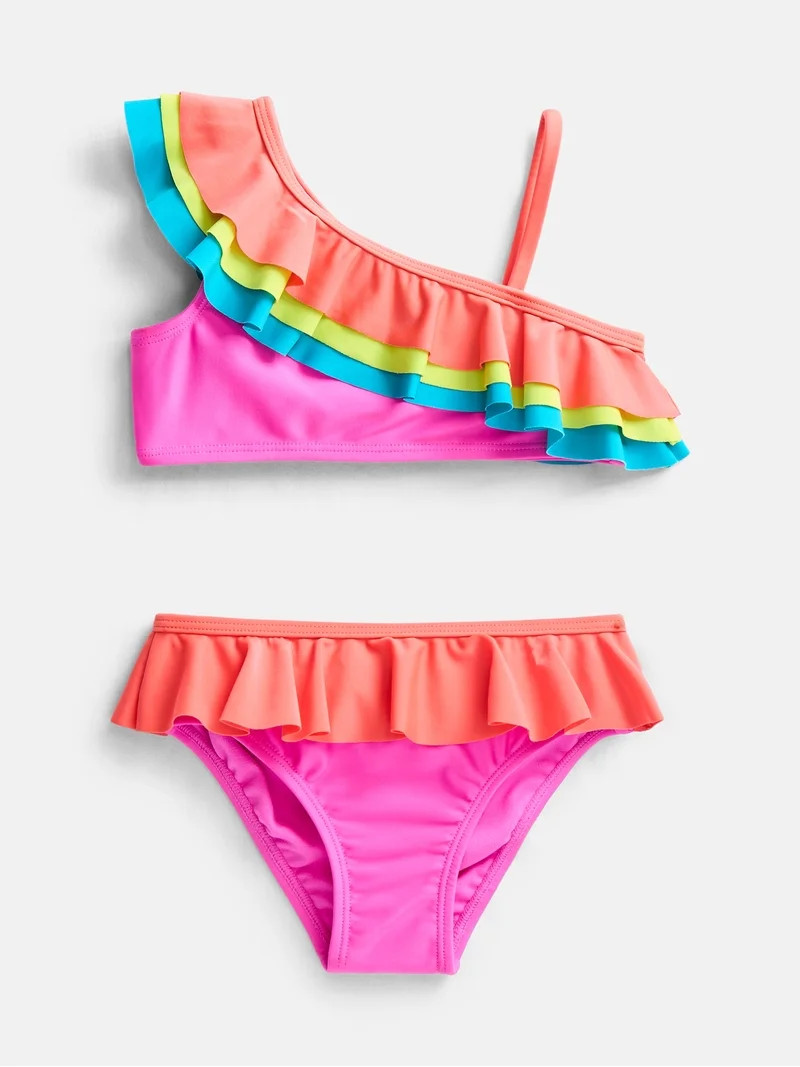 Wonder Nation Baby and Toddler Girls Bikini Swimsuit Set, 2 Piece, Sizes 12M-5T | Walmart (US)