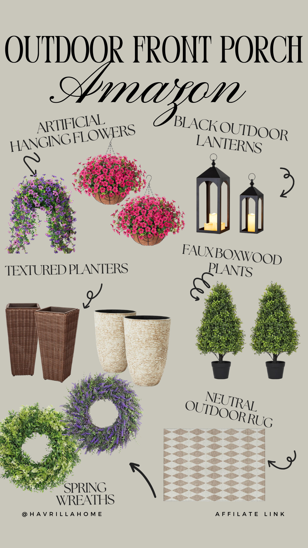 Front porch decor ideas, neutral front porch styling, artificial hanging flowers amazon, outdoor lantern decor black, faux boxwood topiary, textured outdoor planters, neutral outdoor rug runner, spring porch wreaths, affordable porch refresh, modern traditional exterior decor, front porch makeover ideas, outdoor plant styling inspiration, havrillahome porch decor 

 

#LTKSeasonal #LTKHome