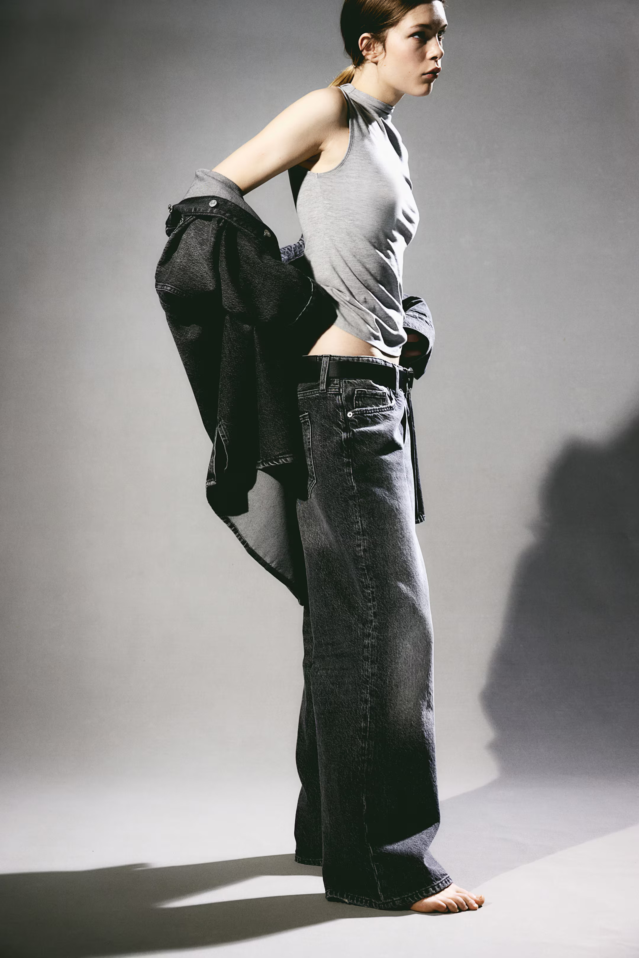 Baggy Wide Low Jeans - Dark grey - Ladies | H&M GB | H&M (UK, MY, IN, SG, PH, TW, HK)