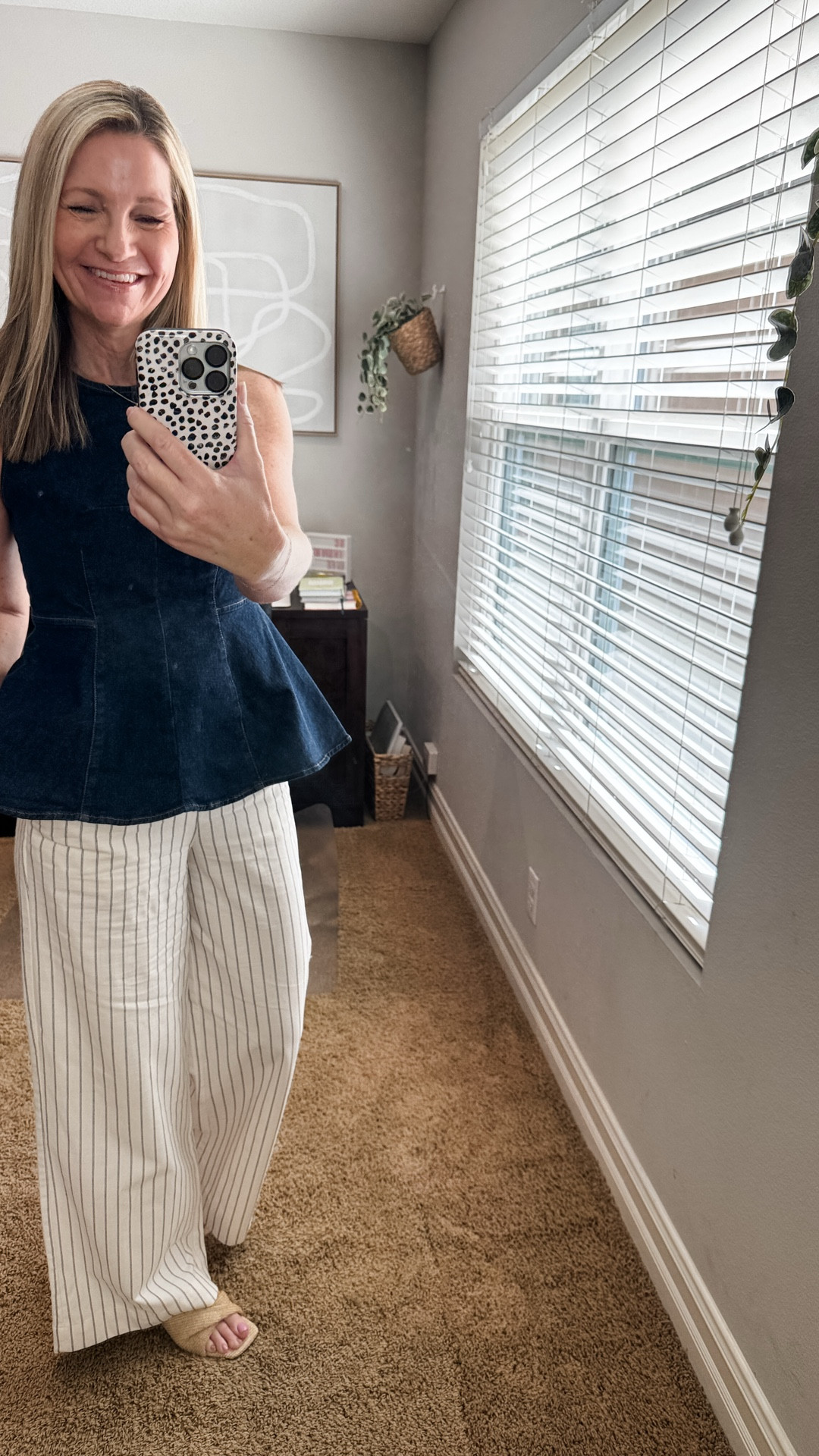 I don’t wear heels as much anymore now that I don’t go into an office but I wanted a pair for Spring that was more elevated but would work with pants or dresses. This Target wedge sandal is such great quality and exactly what I was looking for. 

My pin-striped linen pants are Target and my denim peplum top is Old Navy from last year but I linked a similar option. 

#LTKootd #LTKWorkwear #LTKSeasonal