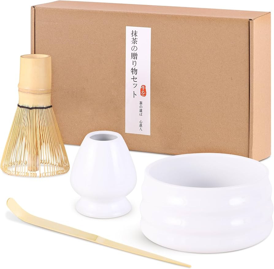 Matcha Tea Set - Matcha Whisk and bowl, Matcha Scoop | Matcha Whisk Stand (Chasen Holder) - 4pc P... | Amazon (US)