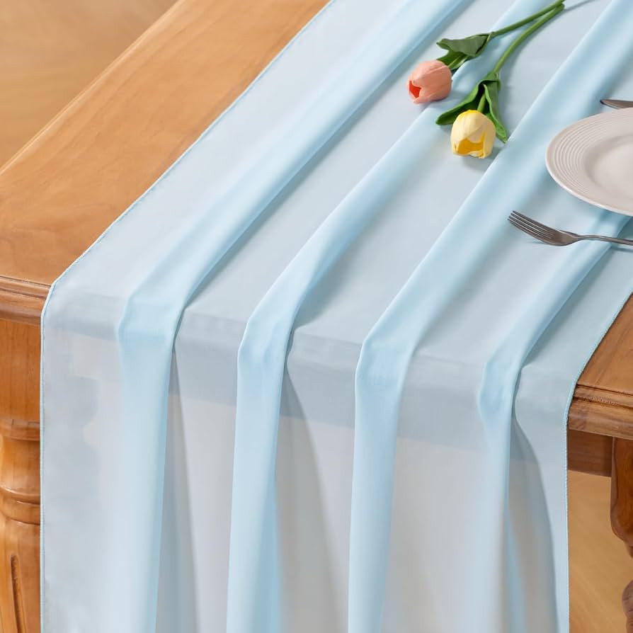 Socomi Blue Chiffon Table Runner Summer Boho Rustic 10ft 29x120 Inches Wedding Centerpiece Runner... | Amazon (US)