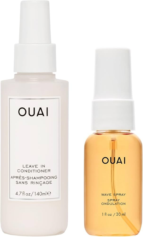 OUAI Full Size Leave In Conditioner & Deluxe Size Wave Spray Bundle - Hair Styling Products for F... | Amazon (US)