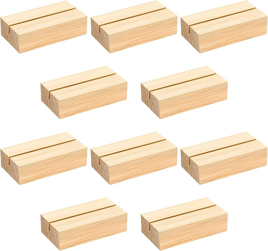 Bercoor Wood Place Card Holders, 3 x 1.6 x 0.8 Inch Wood Table Number Stands Wood Sign Holders fo... | Amazon (US)