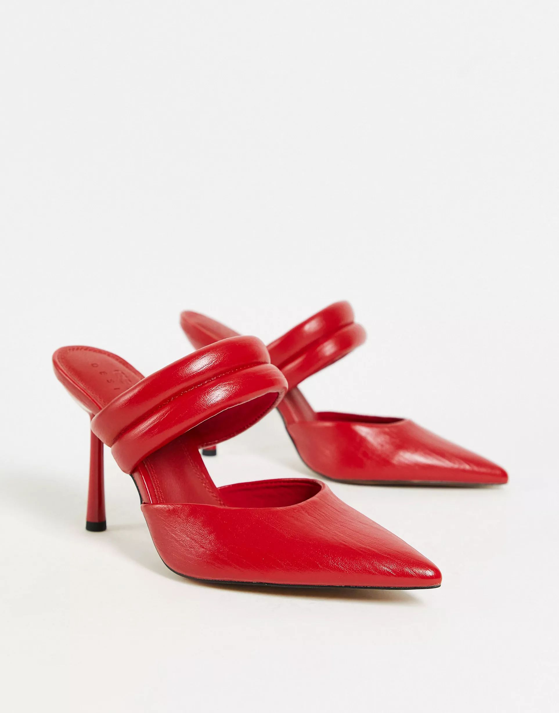 ASOS DESIGN Paxton padded heeled mules in red | ASOS | ASOS (Global)