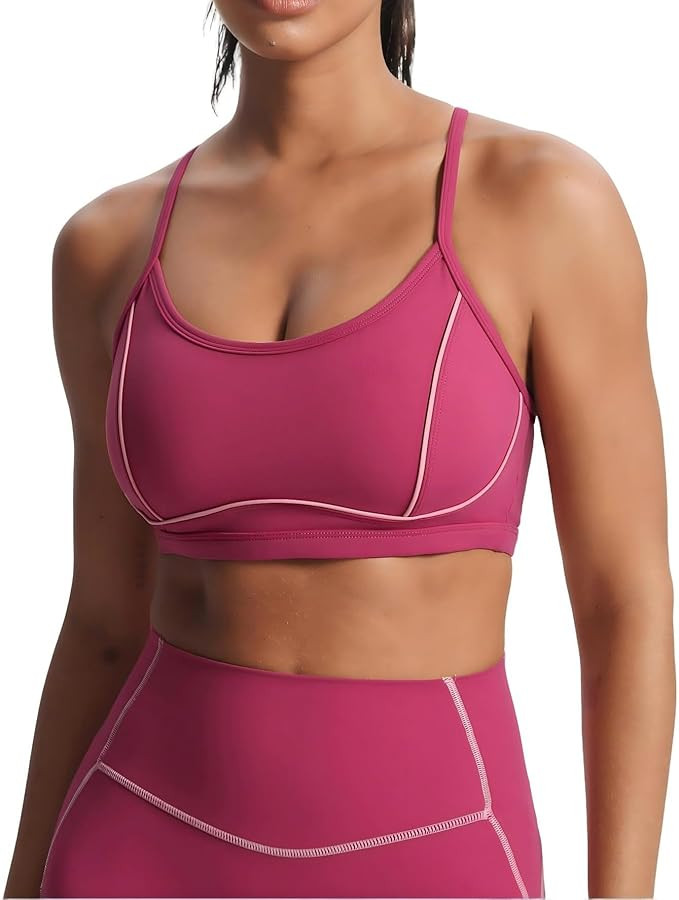 Aoxjox Women's Workout Sports Bras Fitness Training Gym Lexi Lined Bra Yoga Crop Tank | Amazon (US)