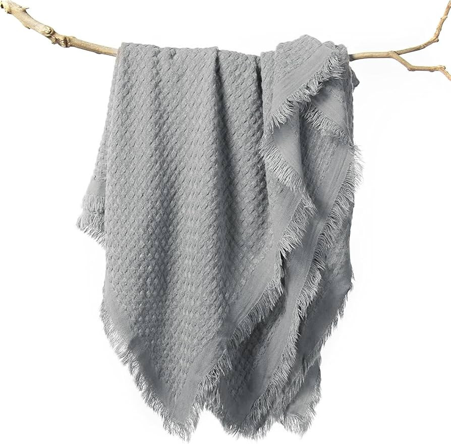 lifein Fall Throw Blanket for Couch-Soft Boho Bed Throw Blankets,Cozy Grey Waffle Knitted Throw,S... | Amazon (US)